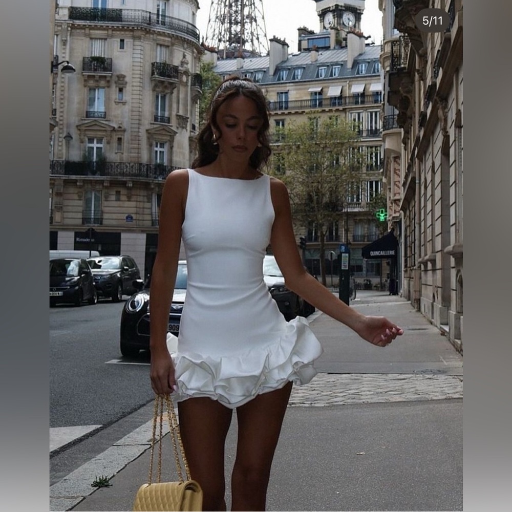 Zara White Combination Puff Hem Romper Dress Size XXL